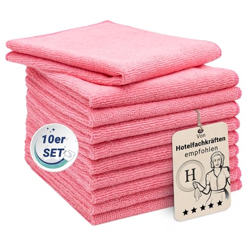 ZOLLNER 10er Set Mikrofasertücher für streifenfreien Glanz - flusenfreie und saugstarke Reinigungstücher - waschbar bis 60°C - 32x32cm in rosa - Hotelqualität ZOLLNER 10er Set Mikrofasertücher für streifenfreien Glanz - flusenfreie und saugstarke Reinigungstücher - waschbar bis 60°C - 32x32cm in rosa - Hotelqualität von ZOLLNER