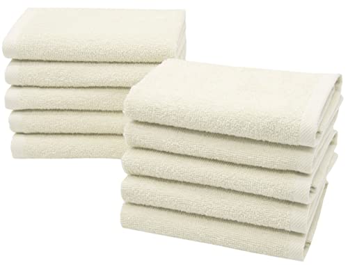 ZOLLNER 10er Set Seiftücher - weiche und saugstarke Waschlappen - waschbar bis 95°C - Baumwolle - 30x30 cm in beige von ZOLLNER
