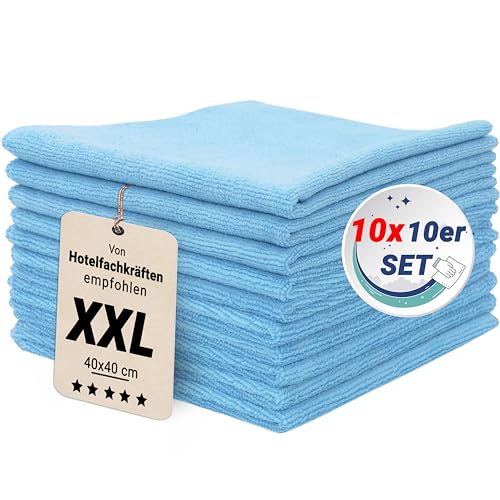 ZOLLNER 100er Set Mikrofasertücher für streifenfreien Glanz - flusenfreie und saugstarke Reinigungstücher - waschbar bis 60°C - 40x40cm in hellblau - Hotelqualität ZOLLNER 100er Set Mikrofasertücher für streifenfreien Glanz - flusenfreie und saugstarke Reinigungstücher - waschbar bis 60°C - 40x40cm in hellblau - Hotelqualität von ZOLLNER