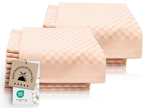 ZOLLNER 20er Set Geschirrtücher Baumwolle in 46x70 cm - super saugstarke und robuste Küchentücher – waschbar bis 60°C – in gelb kariert - Gastronomiequalität - Oeko Tex® Zertifiziert von ZOLLNER