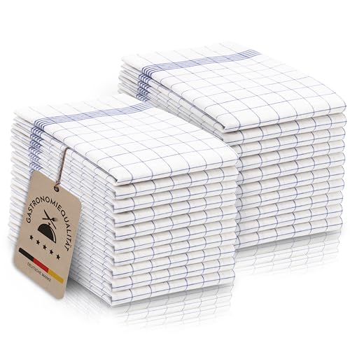 ZOLLNER 20er Set Geschirrtücher Baumwolle in 50x70 cm - super saugstarke und langlebige Küchentücher - waschbar bis 95°C – in blau weiß kariert - Gastronomiequalität - Oeko Tex® Zertifiziert von ZOLLNER