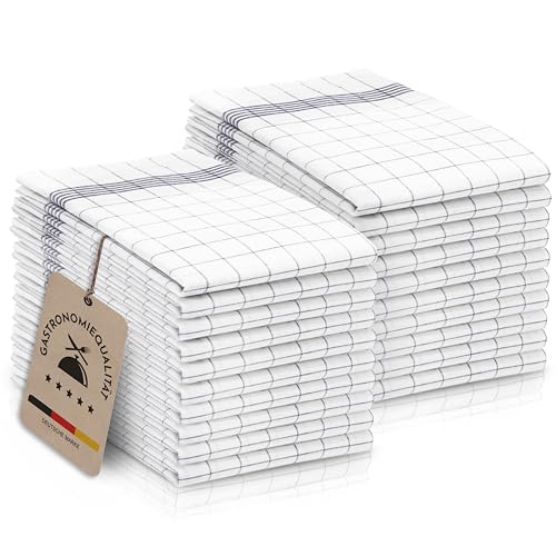 ZOLLNER 20er Set Geschirrtücher Baumwolle in 50x70 cm - super saugstarke und langlebige Küchentücher - waschbar bis 95°C – in grau weiß kariert - Gastronomiequalität - Oeko Tex® Zertifiziert von ZOLLNER