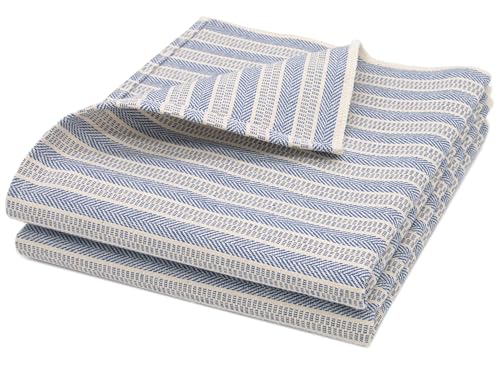 ZOLLNER 2er Set Geschirrtücher - Baumwolle in 48x90 cm - hochwertige und langlebige Küchentücher - waschbar bis 95°C – in blau gestreift - Gastronomiequalität - Oeko Tex® Zertifiziert von ZOLLNER