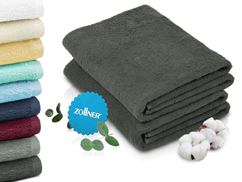 ZOLLNER 2er Set Badetücher in 100x150 cm - saugstarke und weiche Duschtücher in dunkelgrau - mit praktischem Aufhänger - waschbar bis 60°C - Baumwolle - Hotelqualität ZOLLNER 2er Set Badetücher in 100x150 cm - saugstarke und weiche Duschtücher in dunkelgrau - mit praktischem Aufhänger - waschbar bis 60°C - Baumwolle - Hotelqualität von ZOLLNER