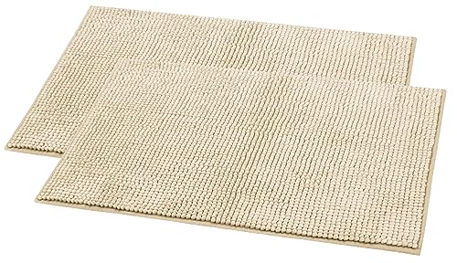 ZOLLNER 2er Set Badematte, Badvorleger, rutschfest, 50x80 cm, beige von ZOLLNER