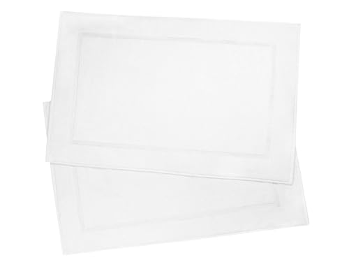 ZOLLNER 2er Set Badematten in 50x80 cm - besonders saugstarke und weiche Badvorleger in weiß - mit Tiefgangstreifen und Webrahmen - Baumwolle - Hotelqualität von ZOLLNER
