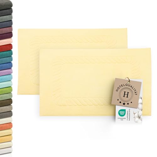 ZOLLNER 2er Set Badematten - weiche und saugstarke Duschvorleger - waschbar bis 95°C - Baumwolle - 50x70 cm in gelb ZOLLNER 2er Set Badematten - weiche und saugstarke Duschvorleger - waschbar bis 95°C - Baumwolle - 50x70 cm in gelb von ZOLLNER