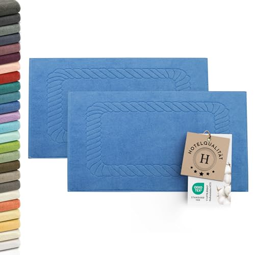 ZOLLNER 2er Set Badematten - weiche und saugstarke Duschvorleger - waschbar bis 95°C - Baumwolle - 50x70 cm in blau ZOLLNER 2er Set Badematten - weiche und saugstarke Duschvorleger - waschbar bis 95°C - Baumwolle - 50x70 cm in blau von ZOLLNER