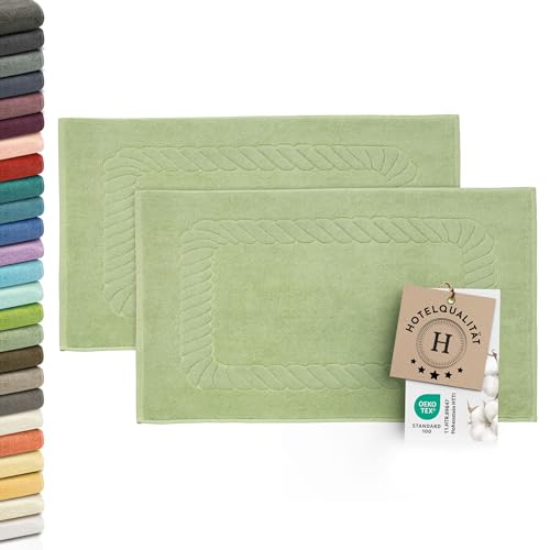 ZOLLNER 2er Set Badematten - weiche und saugstarke Duschvorleger - waschbar bis 95°C - Baumwolle - 50x70 cm in lindgrün ZOLLNER 2er Set Badematten - weiche und saugstarke Duschvorleger - waschbar bis 95°C - Baumwolle - 50x70 cm in lindgrün von ZOLLNER