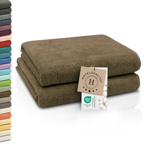 ZOLLNER 2er Set Badetücher - weiche und saugstarke Duschtücher - waschbar bis 95°C - Baumwolle - 100x150 cm in braun ZOLLNER 2er Set Badetücher - weiche und saugstarke Duschtücher - waschbar bis 95°C - Baumwolle - 100x150 cm in braun von ZOLLNER