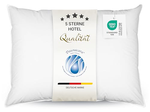ZOLLNER 2er Set Deluxe Daunenkissen aus 100% Daunen - Made in Germany – für Allergiker geeignet – Bezug aus hochwertiger Mako Baumwolle - waschbar bis 60°C - 70x90 cm - Hotelqualität von ZOLLNER