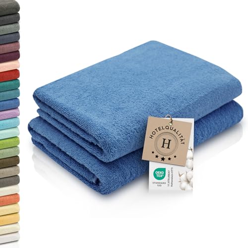 ZOLLNER 2er Set Duschtücher - weiche und saugstarke Handtücher - waschbar bis 95°C - Baumwolle - 70x140 cm in blau ZOLLNER 2er Set Duschtücher - weiche und saugstarke Handtücher - waschbar bis 95°C - Baumwolle - 70x140 cm in blau von ZOLLNER