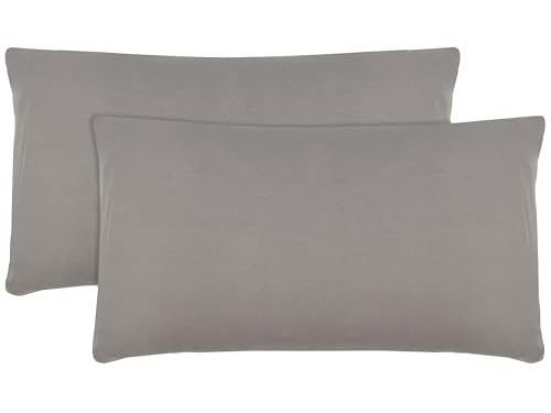 ZOLLNER 2er Set Feinjersey-Kissenbezüge, 40x80 cm, 100% Baumwolle, Taupe von ZOLLNER