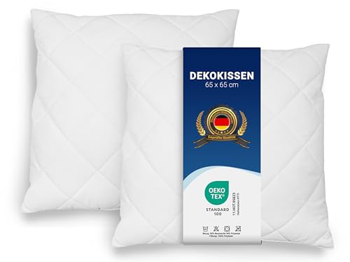 ZOLLNER 2er Set Kissen - Made in Europe – Polyesterfüllung - Bezug aus Mischgewebe - waschbar bis 95°C - 65x65 cm - Hotelqualität - Oeko Tex® Zertifiziert von ZOLLNER