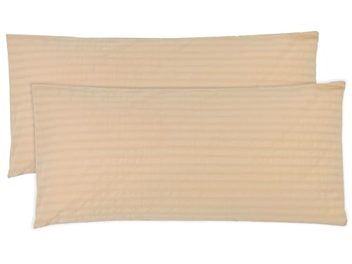 ZOLLNER 2er Set Kissenbezüge Baumwolle, 40x80 cm, Caramel, Hotelverschluss von ZOLLNER