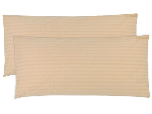 ZOLLNER 2er Set Kissenbezüge mit HV20 100% Baumwolle, 40x80 cm, Braun von ZOLLNER