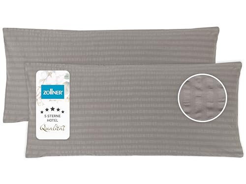 ZOLLNER 2er Set Kissenbezüge mit HV20 100% Baumwolle, 40x80 cm, Grau von ZOLLNER