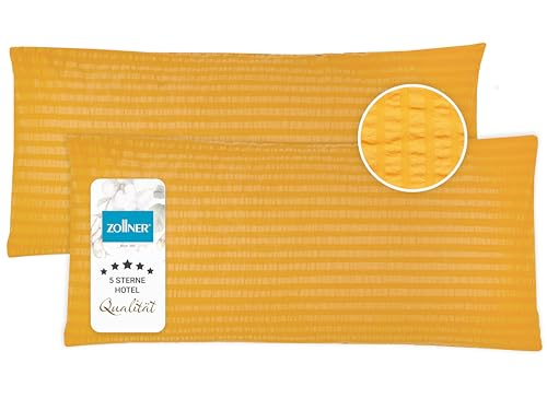 ZOLLNER 2er Set Kissenbezüge mit HV20 100% Baumwolle, 40x80 cm, Orange von ZOLLNER