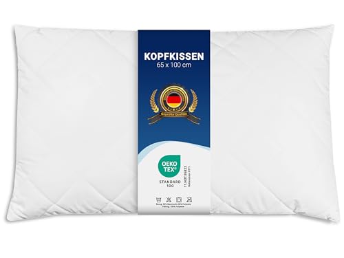 ZOLLNER 2er Set Kopfkissen - 65x100 cm - mit Reißverschluss – Individuell anpassbare Füllung aus Synthetikfasern - bis 95°C waschbar - Bezug aus Baumwollmischung - Hotelqualität von ZOLLNER