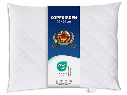 ZOLLNER 2er Set Kopfkissen, 70x90 cm, 830g, Polyesterhohlfaser, Kochfest von ZOLLNER