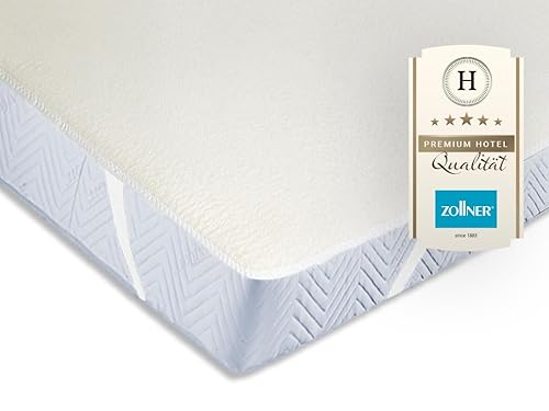 ZOLLNER 2er Set Matratzenschoner - Topper mit praktischen Eckgummis - für Allergiker geeignet – Baumwolle - waschbar bis 95°C - 80x200 cm - Hotelqualität von ZOLLNER
