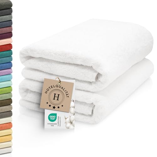 ZOLLNER 2er Set Saunatücher - weiche und saugstarke Handtücher - waschbar bis 95°C - Baumwolle -70x200 cm in weiß von ZOLLNER