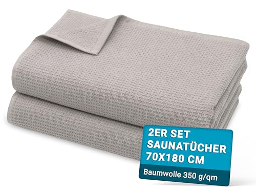 ZOLLNER 2er Set Saunatücher Waffelpique, ca. 70x180 cm, grau von ZOLLNER