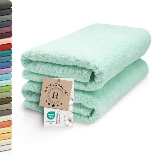ZOLLNER 2er Set Saunatücher - weiche und saugstarke Handtücher - waschbar bis 95°C - Baumwolle -70x200 cm in Mint ZOLLNER 2er Set Saunatücher - weiche und saugstarke Handtücher - waschbar bis 95°C - Baumwolle -70x200 cm in Mint von ZOLLNER