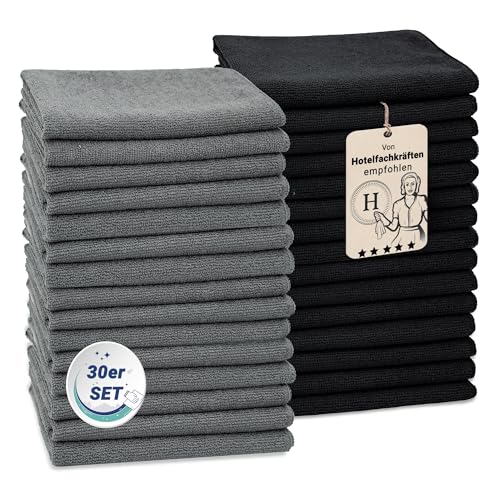 ZOLLNER 30er Set Mikrofasertücher für streifenfreien Glanz - flusenfreie und saugstarke Reinigungstücher - waschbar bis 60°C - 32x32cm - Hotelqualität ZOLLNER 30er Set Mikrofasertücher für streifenfreien Glanz - flusenfreie und saugstarke Reinigungstücher - waschbar bis 60°C - 32x32cm - Hotelqualität von ZOLLNER