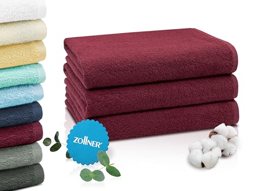 ZOLLNER 3er Set Duschtücher in 70x140 cm - saugstarke und weiche Badehandtücher in weinrot - mit praktischem Aufhänger - waschbar bis 60°C - Baumwolle - Hotelqualität ZOLLNER 3er Set Duschtücher in 70x140 cm - saugstarke und weiche Badehandtücher in weinrot - mit praktischem Aufhänger - waschbar bis 60°C - Baumwolle - Hotelqualität von ZOLLNER