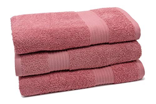 ZOLLNER 3er Set Duschtücher aus 100% Baumwolle, 550 g/qm, ca. 70x140 cm, rosa von ZOLLNER