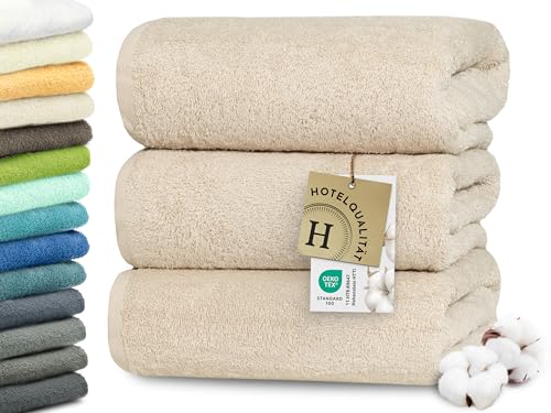 ZOLLNER 3er Set Duschtücher in 70x140 cm - besonders weiche und saugstarke Handtücher in beige - mit praktischem Aufhänger - waschbar bis 95°C - Baumwolle - Hotelqualität ZOLLNER 3er Set Duschtücher in 70x140 cm - besonders weiche und saugstarke Handtücher in beige - mit praktischem Aufhänger - waschbar bis 95°C - Baumwolle - Hotelqualität von ZOLLNER