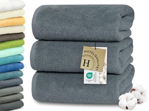 ZOLLNER 3er Set Duschtücher in 70x140 cm - besonders weiche und saugstarke Handtücher in grau - mit praktischem Aufhänger - waschbar bis 95°C - Baumwolle - Hotelqualität ZOLLNER 3er Set Duschtücher in 70x140 cm - besonders weiche und saugstarke Handtücher in grau - mit praktischem Aufhänger - waschbar bis 95°C - Baumwolle - Hotelqualität von ZOLLNER