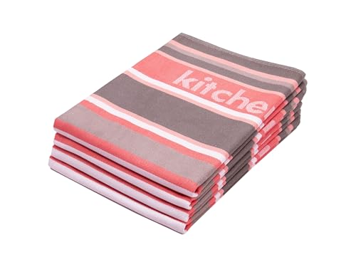 ZOLLNER 4er Set Geschirrtücher Baumwolle in 50x70 cm - saugstarke und langlebige Küchentücher - waschbar bis 60°C – in rot gestreift - Gastronomiequalität - Oeko Tex® Zertifiziert von ZOLLNER