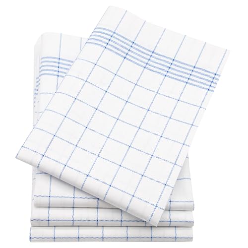 ZOLLNER 4er Set Geschirrtücher aus Mikrofaser - Mischgewebe in 43x60 cm - saugstarke und strapazierfähige Multifunktionstücher - waschbar bis 95°C – in weiß-blau kariert - Oeko Tex® Zertifiziert von ZOLLNER