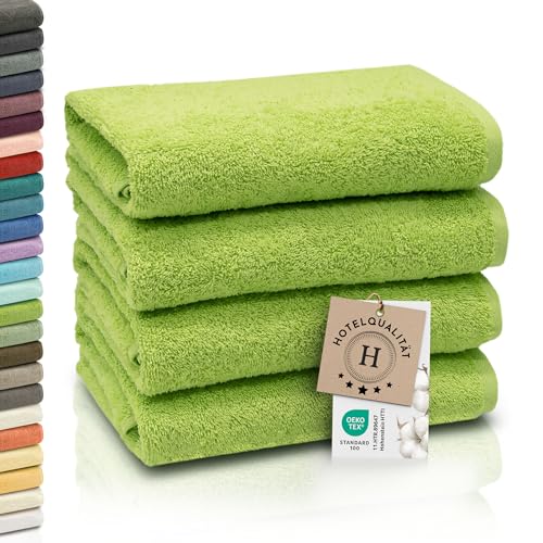 ZOLLNER 4er Set Handtücher - weiche und saugstarke Gästehandtücher - waschbar bis 95°C - Baumwolle - 50x100 cm in grün von ZOLLNER