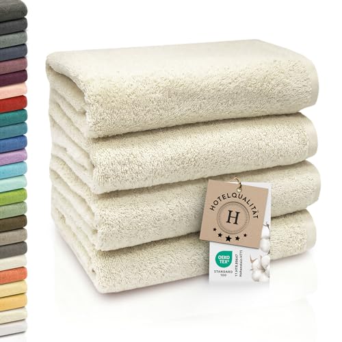 ZOLLNER 4er Set Handtücher - weiche und saugstarke Gästehandtücher - waschbar bis 95°C - Baumwolle - 50x100 cm in beige von ZOLLNER