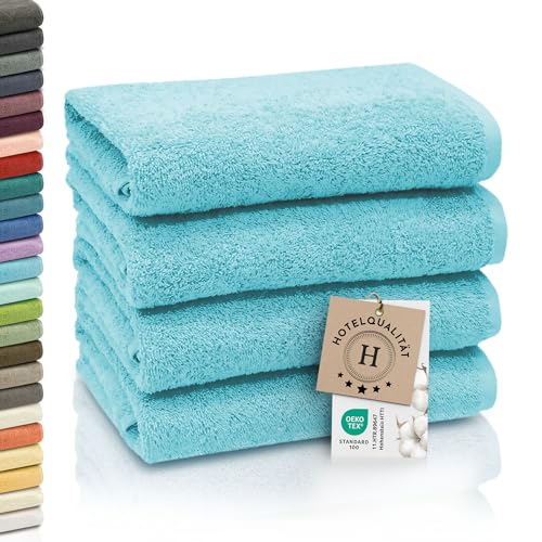 ZOLLNER 4er Set Handtücher - weiche und saugstarke Gästehandtücher - waschbar bis 95°C - Baumwolle - 50x100 cm in azurblau ZOLLNER 4er Set Handtücher - weiche und saugstarke Gästehandtücher - waschbar bis 95°C - Baumwolle - 50x100 cm in azurblau von ZOLLNER