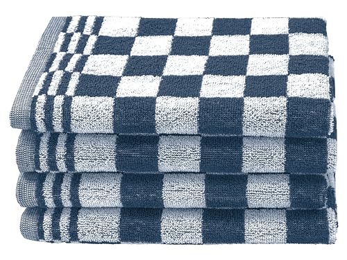 ZOLLNER 4er Set Küchenhandtücher Baumwolle in 50x50 cm - saugstarke und strapazierfähige Küchentücher - waschbar bis 60°C – in blau kariert - Gastronomiequalität - Oeko Tex® Zertifiziert von ZOLLNER