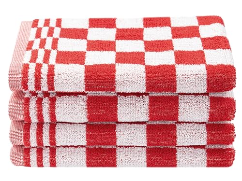 ZOLLNER 4er Set Küchenhandtücher, Geschirrtücher Frottee, 50x50 cm, rot von ZOLLNER