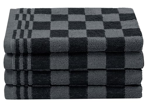 ZOLLNER 4er Set Küchenhandtücher Baumwolle in 50x50 cm - saugstarke und strapazierfähige Küchentücher - waschbar bis 60°C – in schwarz kariert - Gastronomiequalität - Oeko Tex® Zertifiziert von ZOLLNER