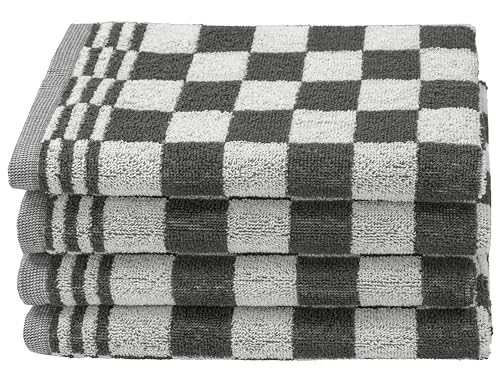 ZOLLNER 4er Set Küchenhandtücher Baumwolle in 50x50 cm - saugstarke und strapazierfähige Küchentücher - waschbar bis 60°C – in anthrazit kariert - Gastronomiequalität - Oeko Tex® Zertifiziert von ZOLLNER
