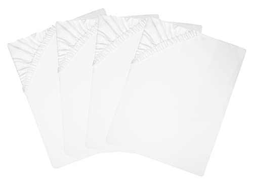 ZOLLNER 4er-Set Spannbettlaken, 100x200 cm, 50% Baumwolle 50% Polyester, Weiß von ZOLLNER