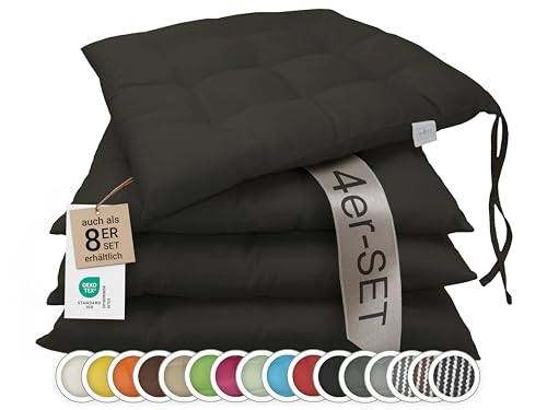 ZOLLNER 4er Set Sitzkissen in 40x40cm - gemütliche Stuhlkissen mit Bindebänder - waschbar bis 30°C - in schwarz - Oeko Tex® Zertifiziert ZOLLNER 4er Set Sitzkissen in 40x40cm - gemütliche Stuhlkissen mit Bindebänder - waschbar bis 30°C - in schwarz - Oeko Tex® Zertifiziert von ZOLLNER