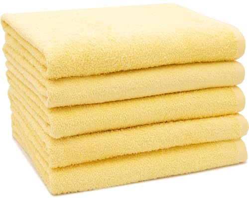 ZOLLNER 5er-Set Duschtücher, Baumwollmischung, 70x140 cm, gelb von ZOLLNER