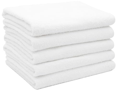 ZOLLNER Duschtücher 5er-Set 80% Baumwolle, 20% Polyester, 70x140 cm, Weiß von ZOLLNER