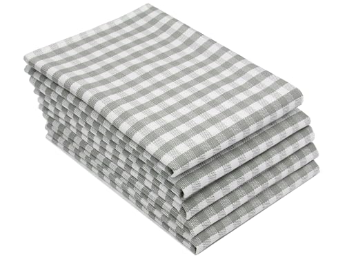 ZOLLNER 5er Set Geschirrtücher Baumwolle in 50x70 cm - saugstarke Küchentücher in grau kariert - waschbar bis 60°C – Gastronomiequalität - Oeko Tex® Zertifiziert von ZOLLNER
