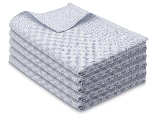 ZOLLNER 5er Set Geschirrtücher Baumwolle in 46x70 cm - super saugstarke und robuste Küchentücher – waschbar bis 60°C – in grau kariert - Gastronomiequalität - Oeko Tex® Zertifiziert von ZOLLNER