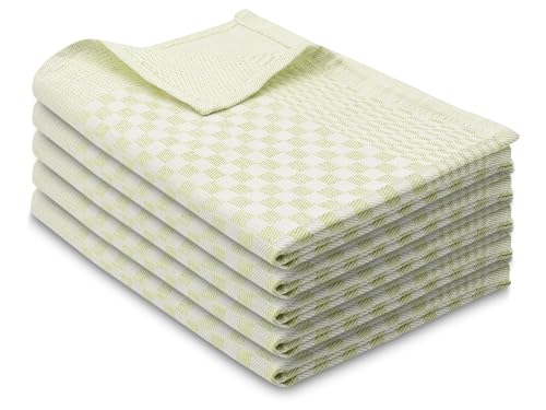 ZOLLNER 5er Set Geschirrtücher Baumwolle in 46x70 cm - super saugstarke und robuste Küchentücher – waschbar bis 60°C – in grün kariert - Gastronomiequalität - Oeko Tex® Zertifiziert von ZOLLNER
