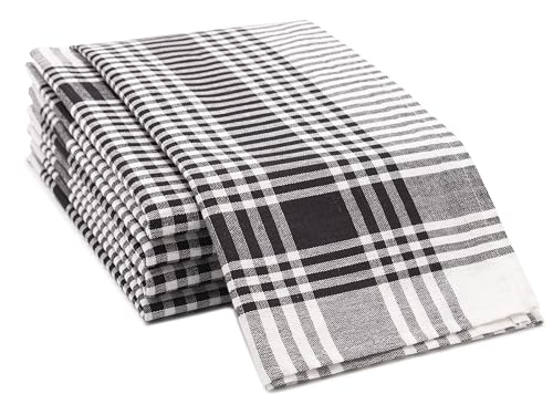 ZOLLNER 5er Set Geschirrtücher - Baumwolle in 50x70 cm - saugstarke und robuste Küchentücher - waschbar bis 60°C – in schwarz weiß kariert - Gastronomiequalität - Oeko Tex® Zertifiziert von ZOLLNER